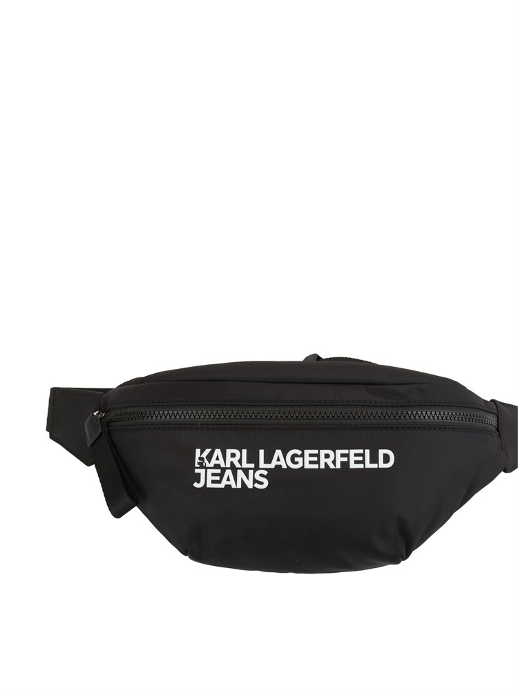K.LAGERFELD Marsupio Karl Lagerfeld Jeans in nylon nero con cintura logo a contrasto