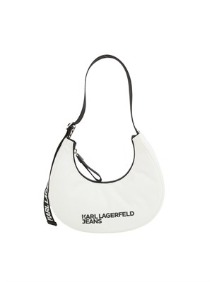 K.LAGERFELD Borsa a spalla Karl Lagerfeld Jeans in similpelle bianca con logo lettering a contrasto in DONNA