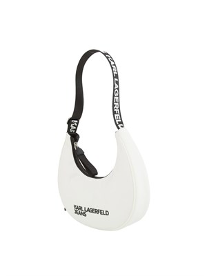 K.LAGERFELD Borsa a spalla Karl Lagerfeld Jeans in similpelle bianca con logo lettering a contrasto in DONNA