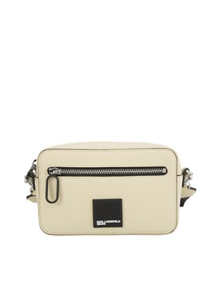 K.LAGERFELD Borsa a tracolla Karl Lagerfeld Jeans in similpelle beige con patch logo a contrasto in DONNA