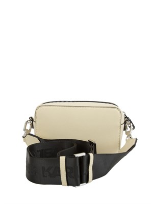 K.LAGERFELD Borsa a tracolla Karl Lagerfeld Jeans in similpelle beige con patch logo a contrasto in DONNA