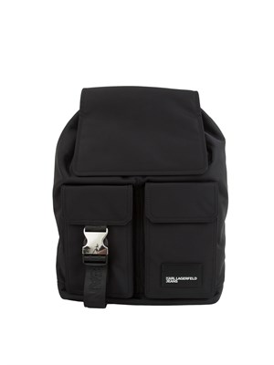 K.LAGERFELD Zaino Karl Lagerfeld Jeans in nylon nero con tasche e patta. in DONNA