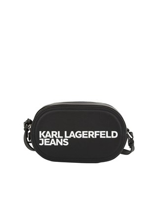 K.LAGERFELD Borsa a tracolla Karl Lagerfeld Jeans in similpelle nera con logo lettering a contrasto e doppia zip in DONNA