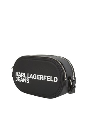 K.LAGERFELD Borsa a tracolla Karl Lagerfeld Jeans in similpelle nera con logo lettering a contrasto e doppia zip in DONNA
