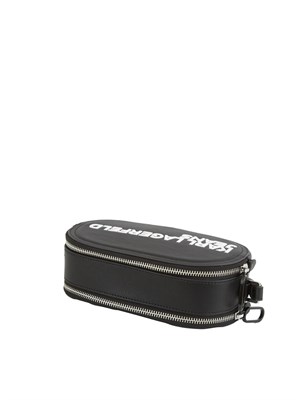 K.LAGERFELD Borsa a tracolla Karl Lagerfeld Jeans in similpelle nera con logo lettering a contrasto e doppia zip in DONNA