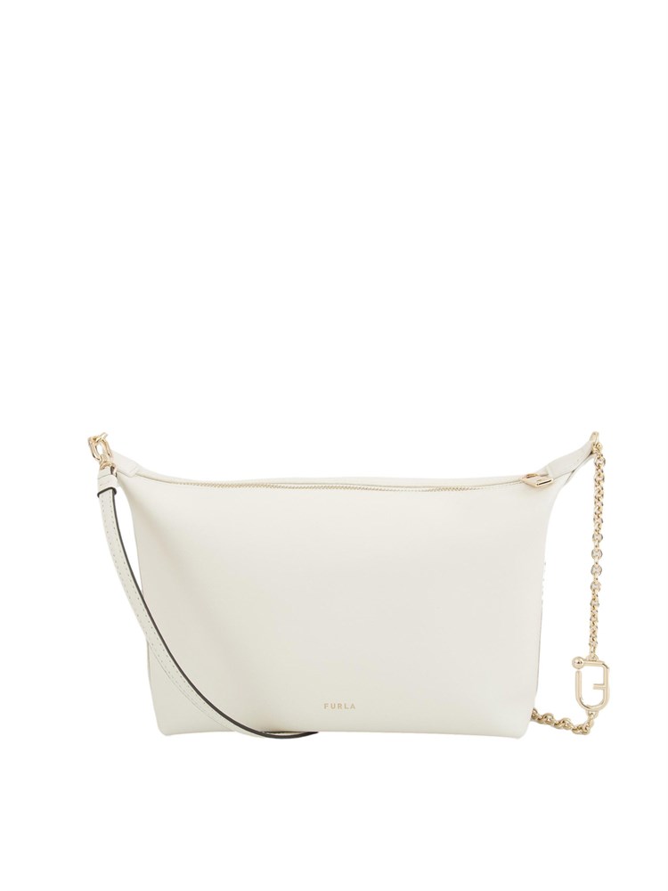 Borsa a tracolla donna Furla Nuvola in pelle color panna
