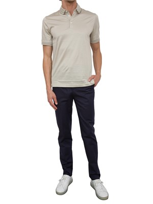 Polo con bottoni Corneliani verde chiaro in filo di Scozia in UOMO