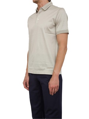 Polo con bottoni Corneliani verde chiaro in filo di Scozia in UOMO