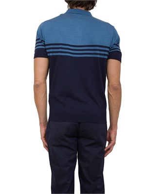 Polo Corneliani blu/azzurro in cotone e seta in UOMO
