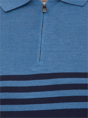 Polo Corneliani blu/azzurro in cotone e seta in UOMO