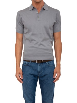 Polo uomo Corneliani in misto seta e cotone grigio in UOMO