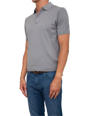 Polo uomo Corneliani in misto seta e cotone grigio in UOMO