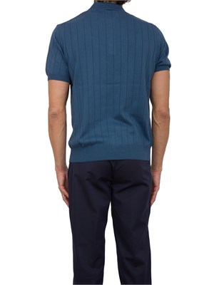 Polo Corneliani blu in cotone con ricamo logo in UOMO