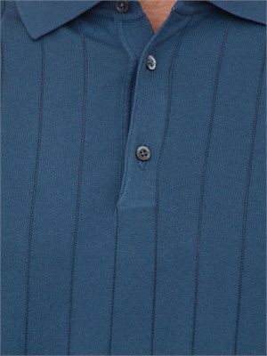 Polo Corneliani blu in cotone con ricamo logo in UOMO