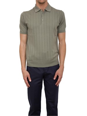 Polo Corneliani verde in cotone con ricamo logo in UOMO