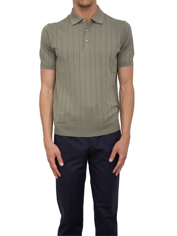 Polo Corneliani verde in cotone con ricamo logo