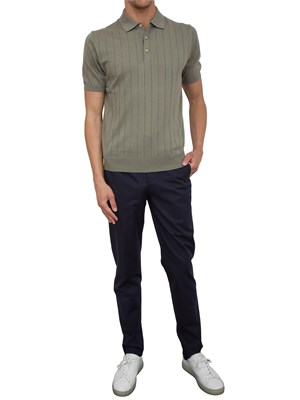 Polo Corneliani verde in cotone con ricamo logo in UOMO