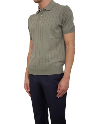 Polo Corneliani verde in cotone con ricamo logo in UOMO