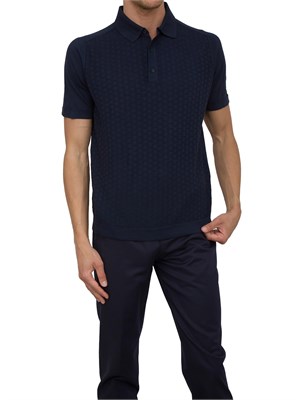 Polo con bottoni Corneliani blu in cotone Pima in UOMO