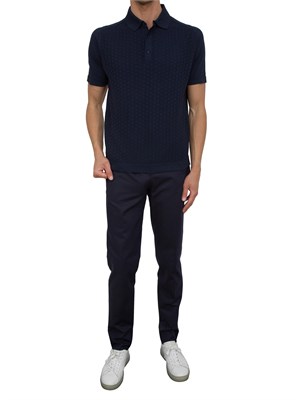 Polo con bottoni Corneliani blu in cotone Pima in UOMO