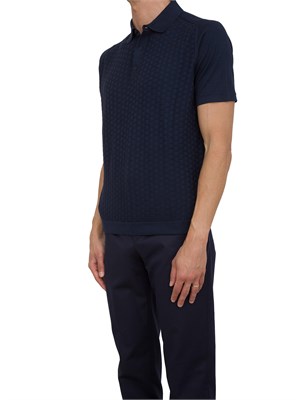 Polo con bottoni Corneliani blu in cotone Pima in UOMO