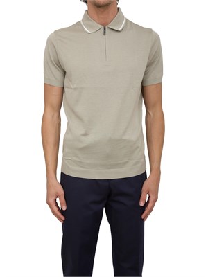 Polo con zip Corneliani beige in cotone in UOMO