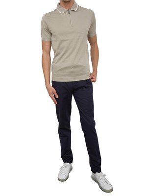 Polo con zip Corneliani beige in cotone in UOMO