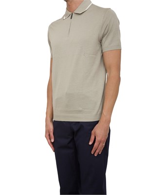 Polo con zip Corneliani beige in cotone in UOMO