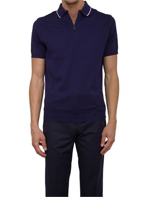 Polo con zip Corneliani viola in cotone in UOMO
