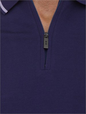 Polo con zip Corneliani viola in cotone in UOMO