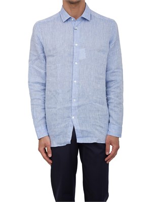 Camicia Corneliani azzurro in puro lino in UOMO