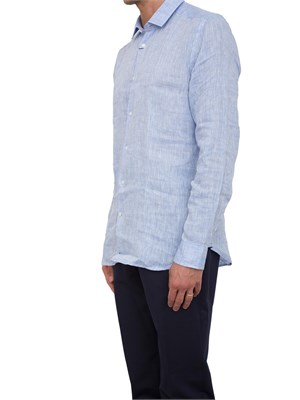 Camicia Corneliani azzurro in puro lino in UOMO