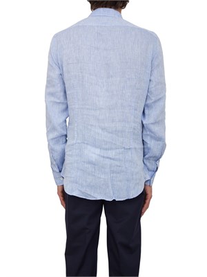 Camicia Corneliani azzurro in puro lino in UOMO