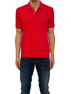Polo uomo La Martina in cotone rosso con ricamo logo a contrasto in UOMO