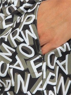 Costume shorts uomo Emporio Armani con stampa logo all over in UOMO