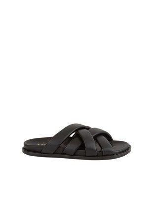 Ciabatta donna Max Mara MM in pelle nera con incroci in DONNA