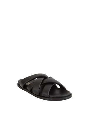 Ciabatta donna Max Mara MM in pelle nera con incroci in DONNA