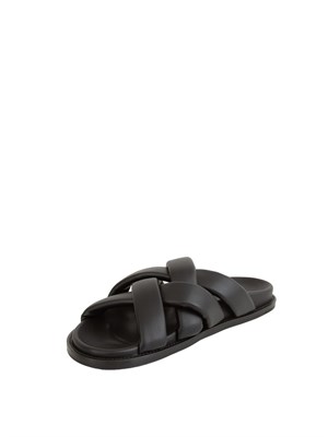 Ciabatta donna Max Mara MM in pelle nera con incroci in DONNA