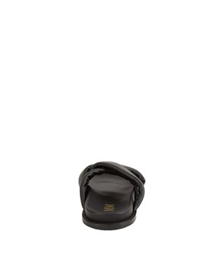 Ciabatta donna Max Mara MM in pelle nera con incroci in DONNA