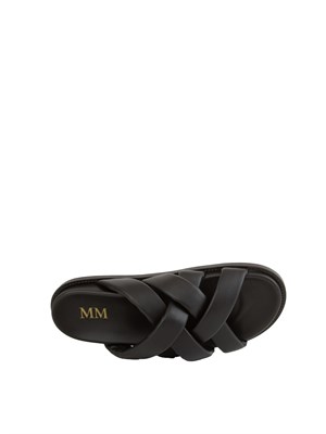 Ciabatta donna Max Mara MM in pelle nera con incroci in DONNA