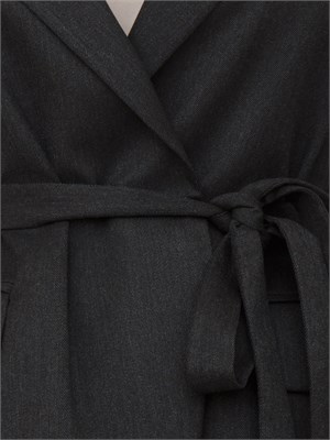 Giacca monopetto Emme Marella in viscosa e lana stretch grigio antracite con cintura in vita in DONNA