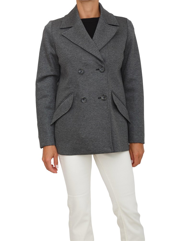 IBLUES Cappotto giaccone doppiopetto Emme Marella in misto viscosa grigio