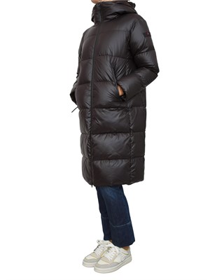 Piumino lungo Peuterey in nylon lucido nero in DONNA