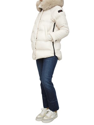 Piumino Peuterey donna in tessuto idrorepellente bianco con zip laterali in DONNA