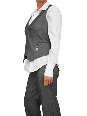 Gilet donna Fracomina in tessuto a spina di pesce grigio in DONNA