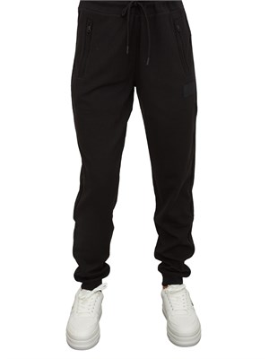 Pantalone tuta donna EA7 Emporio Armani in misto viscosa nero con trama canneté in DONNA