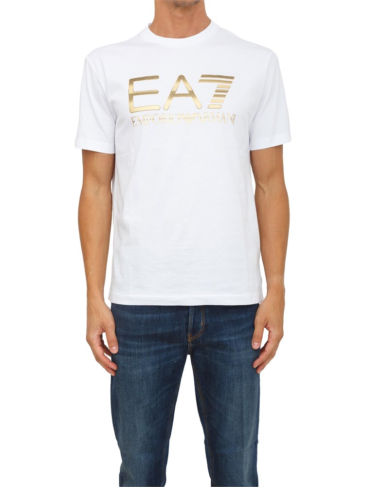 EA7 EMPORIO ARMANI T-shirt bianco EA7 Logo Series in cotone con maxi logo