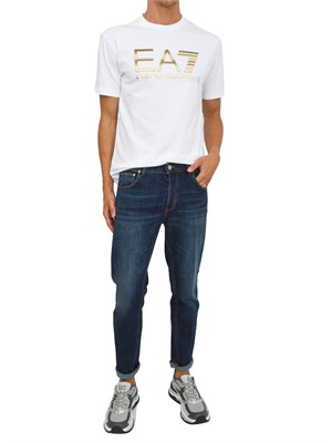 EA7 EMPORIO ARMANI T-shirt bianco EA7 Logo Series in cotone con maxi logo in UOMO