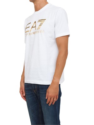 EA7 EMPORIO ARMANI T-shirt bianco EA7 Logo Series in cotone con maxi logo in UOMO