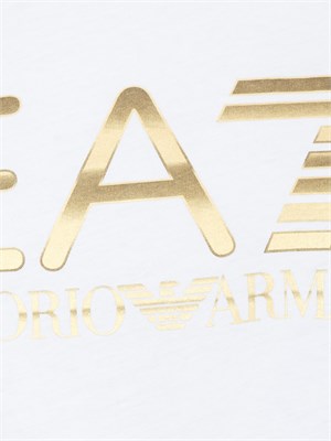 EA7 EMPORIO ARMANI T-shirt bianco EA7 Logo Series in cotone con maxi logo in UOMO